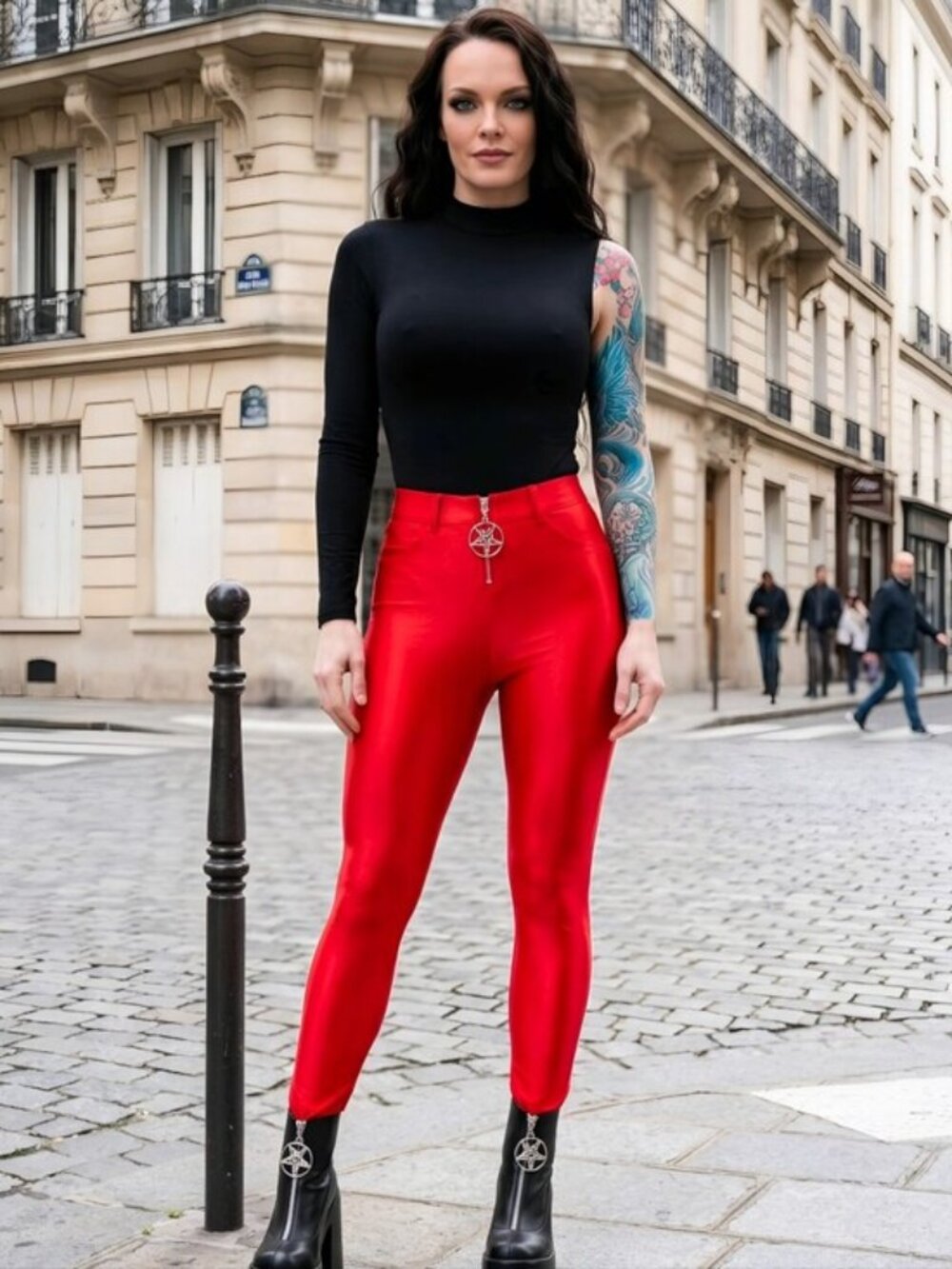 Killstar ✦ Disco Obskura Scarlet Jeans ✦ Glossy Red Hi-Shine High-Waist Skinny